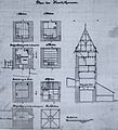 Grundrisse und Schnitt, Zustand 1870