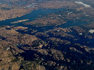 Aerial view of the strandflat at Goddo island near Bømlo