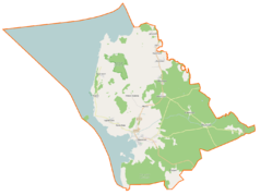 Mapa konturowa gminy Stepnica, u góry znajduje się punkt z opisem „Jarszewko”