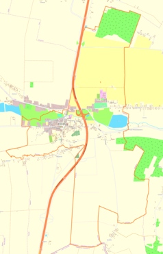 Mapa konturowa Wodzisława, blisko centrum na prawo znajduje się punkt z opisem „Brzezie”