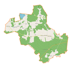 Mapa konturowa gminy Wyryki, po lewej nieco u góry znajduje się punkt z opisem „Horostyta”