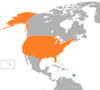 Location map for Barbados and the United States.