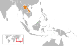 Map indicating locations of Brunei and Laos