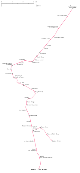 Parijse metrolijn 7 op de kaart