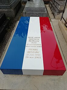 Tomb of Pierre Restany and Jos De Cock at Montparnasse Cemetery in Paris.