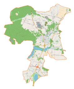 Mapa konturowa gminy Siewierz, blisko centrum na dole znajduje się punkt z opisem „Hektary”