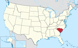 Χάρτης των Ηνωμένων Πολιτειών με την πολιτεία Νότια Καρολίνα χρωματισμένη