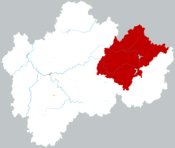 Location of Dongyang City within Jinhua