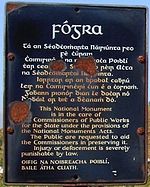 Photo of a notice at a ring fort near Lough Gur, typical of those at a national monument in Ireland.