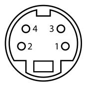 4-pin Mini-DIN pinout: the off-center rectangle and surrounding notches are a key.