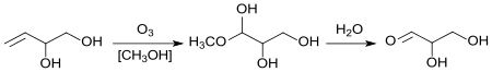 Ozonolyse von 3-Buten-1,2-diol zu Glycerinaldehyd