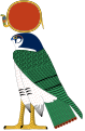 Ra-Horakhty depicted as a falcon wearing a sun disk