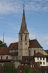 Turm der Stadtkirche Baden, links die Sebastianskapelle