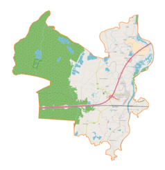 Mapa konturowa gminy Wierzchosławice, blisko centrum na dole znajduje się punkt z opisem „Cmentarz wojenny nr 283Łętowice”