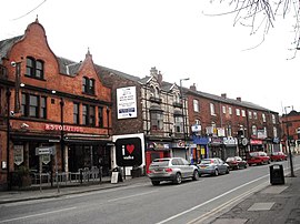 Die Wilmslow Road in Fallowfield