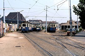 Zugsgarnituren der WLB im Bereich der ehem. Remise Wolfganggasse