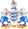 Arms with crest and supporters