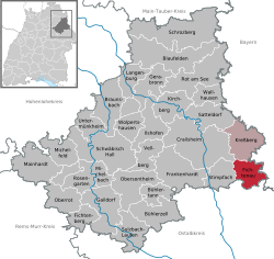 Elhelyezkedése Baden-Württemberg térképén