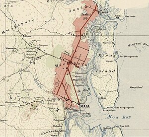 Die Region um die Moa Bay auf einer britischen Militärkarte von 1915