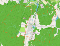 Mapa konturowa Suchedniowa, w centrum znajduje się punkt z opisem „Baranów”