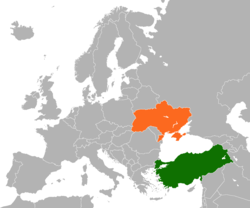 Haritada gösterilen yerlerde Turkey ve Ukraine