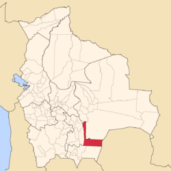 Location of Luis Calvo Province within Bolivia