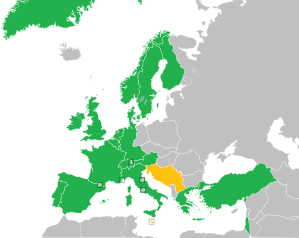 A coloured map of the countries of Europe