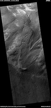 Wide view of tongue-shaped glaciers, as seen by HiRISE under HiWish program