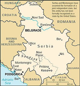 De toenmalige Federale Republiek Joegoslavië (Servië en Montenegro).