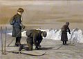 Wintersport, vor dem Start (Tempera/Gouache, um 1910)