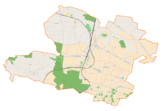 Mapa konturowa gminy Kozłów, po lewej nieco na dole znajduje się punkt z opisem „Kępie”