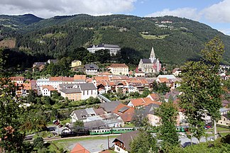 Südwestflanke der Stolzalpe über Murau, mit der Ansiedlung Stolzalpe