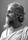 Black-and-white photographic portrait of Rabindranath Tagore taken in 1909