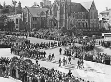 Anzac Day procession through Albert Square, 1937