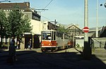 Tatra-Zug 219 053 mit 219 054 auf der Linie 70 nördlich der Stadtbahn. Der gezeigte Abschnitt war nur für rund zehn Jahre (1987–1997) in Betrieb, 1990.