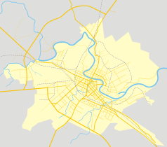 Mapa konturowa Wołogdy, w centrum znajduje się punkt z opisem „Parafia Wniebowzięcia Najświętszej Maryi Panny w Wołogdzie”