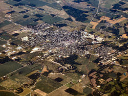 Hartford City from the air, looking northeast