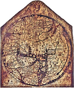 De Hereford Mappa Mundi (gedateerd rond 1300).