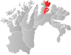 Lage der Kommune in der Provinz Finnmark