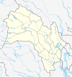 Mapa konturowa Buskerudu, po prawej nieco na dole znajduje się punkt z opisem „Vikersund”