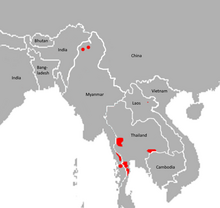 Distribution of the Indochinese tiger