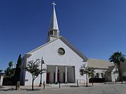 Historic First Congregational Church built in 1948 (THPR). The First Congregational Church is significant, as a landmark, for its presence in Downtown Tempe since 1899.