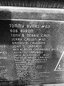 Daytona 200 monument with Byars' name carved in stone.