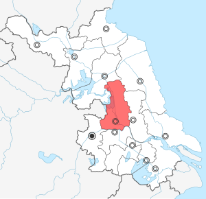 Lage des Gebietes der bezirksfreien Stadt Yangzhou