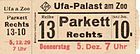 Eintrittskarte Ufa-Palast am Zoo 1929
