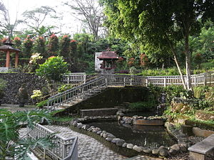 Fish pond and fountain in the Prayer Garden.