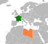 Location map for France and Libya.