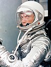 John Glenn wearing the space suit he wore for the Mercury mission