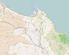 Mapa konturowa Ankony, u góry znajduje się punkt z opisem „Ancona Marittima”