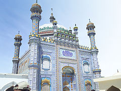 Ranipur's shrine of Sachal Sarmast is decorated with traditional Sindhi-style tile work.